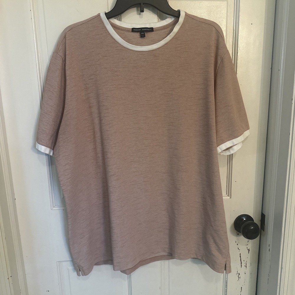 Robert Barakett Whitner Cotton Blend T-Shirt  Contrast Trim 2 Tone Slub Look XXL